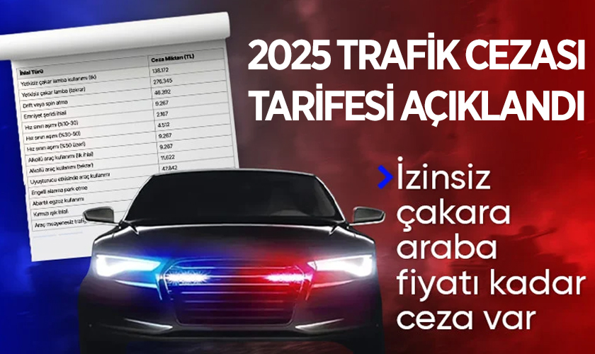 2025 Trafik Cezası Tarifesi Açıklandı: Çakarlı Araç Kullanımı Cezası 138 Bin TL’ye Yükseldi